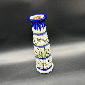 Vintage Ken Edwards Pottery Candle Holder Folk Art Bird Hand Painted Mexico